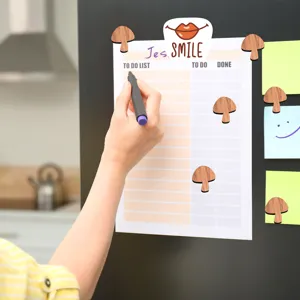 Wooden mushroom fridge magnets set decorative magnetic pins for memo notes on kitchen refrigerators