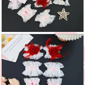 Kant rose strik armband set voor feest, stijlvolle Halloween festival accessoires en mode sieraden.