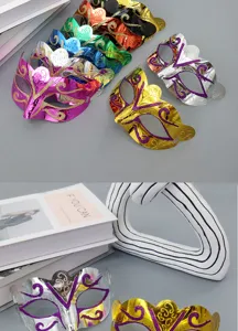 Glanzend gegalvaniseerd carnavalsmasker met glitterdetails voor verkleedpartijen.