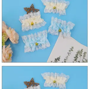 Lolita kant polsmanchetten schattige strik kleine bel decoratieve accessoires set voor vrouwen