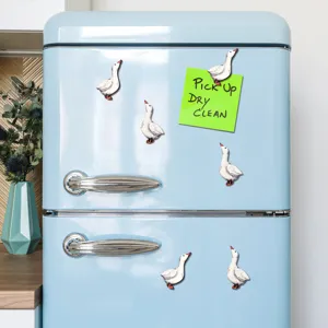 Wooden magnetic duck fridge stickers cute animal kitchen decor memo holders home decoration set