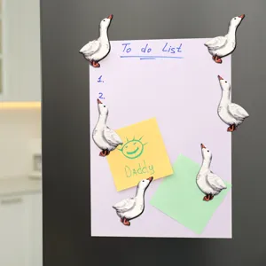 Wooden magnetic cute duck fridge sticker for home and kitchen decor detail view display.