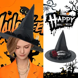 Halloween Hexenhut Gruseliger Skeletthand Rosen Deko Zaubererhut Für Cosplay Maskerade Party Kostüm Zubehör