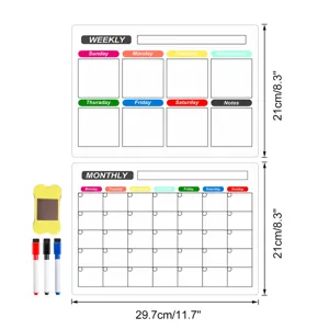 Magnetischer Wochen- und Monats-Whiteboard-Kalender-Set mit Stiften für Kühlschrankplanung.