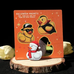Adesivo magnetico per frigorifero in legno simpatico cartone animato anatra halloween decoro