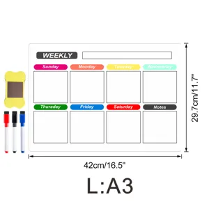 A3 magnetischer Wochenplaner Whiteboard Kalender Set mit Stiften und Löscher für Büro.