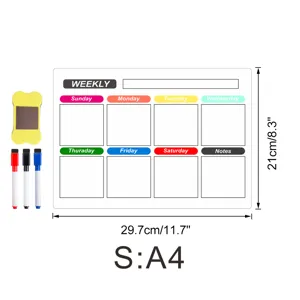 Magnetischer Wochenplaner Whiteboard A4 Kühlschrank Kalender Notiztafel mit Stiften