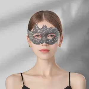 Halloween masker halve gezicht kant, grijs mode feest rekwisiet voor dames en heren.