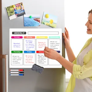 Magnetischer Wochenplaner Whiteboard für Kühlschrank, trocken abwischbarer Kalender mit Stiften.