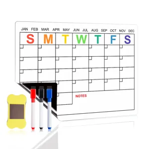 Magnetischer Trocken abwischbarer Kalender für Kühlschrank, Monatsplaner mit Stiften.