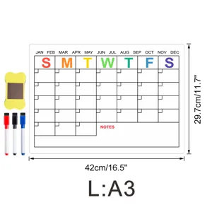 Magnetischer Monatsplaner Whiteboard für Kühlschrank mit Stiften und A3 Größe Organizer.