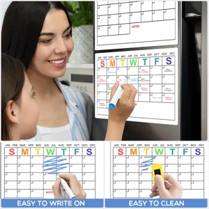 Magnetischer Kühlschrank Kalender trocken abwischbar Monatsplaner Tafel mit Stiften für Haushalt.