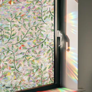 3D decorative stained glass window film rainbow prismatic static cling green vine sticker