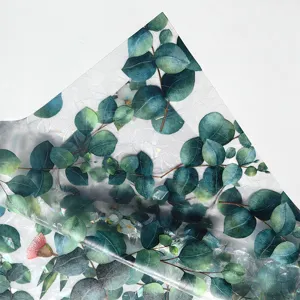 Eucalyptus window film static cling prismatic rainbow glass sticker detail view