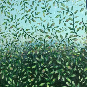 Prismatic rainbow leaf static window film, colorful glass sticker for home decor detail view.