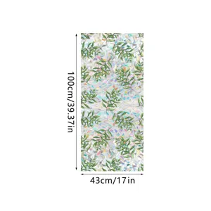 Green leaf window film static clinging rainbow glass sticker for home decor 100x43cm