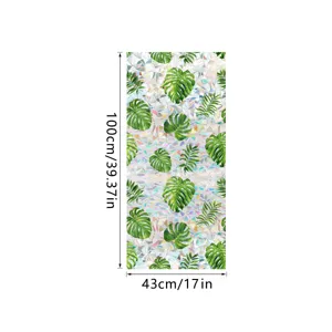 Decorative window film with tropical monstera leaves pattern, static privacy glass sticker.