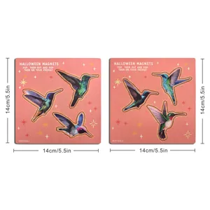 Houten kolibri magneten voor koelkast, pop-out decoratie sticker planken set thuis.