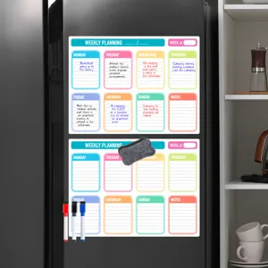 Magnetischer Wochenplaner Whiteboard für Kühlschrank, Notiztafel mit Stiften für Haushalt.