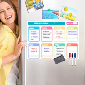 Magnetischer Wochenplaner Whiteboard für Kühlschrank mit Markern, Notiztafel für den Alltag.