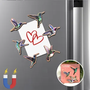 Houten kolibrie koelkastmagneten set, schattige decoratieve magnetische stickers voor thuis.
