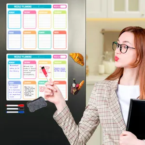 Magnetischer Wochenplaner für Kühlschrank, trocken abwischbarer Kalender mit Stiften.