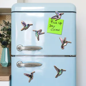 Houten kolibri koelkastmagneten, schattige magnetische decoratieve stickers voor keuken thuis.