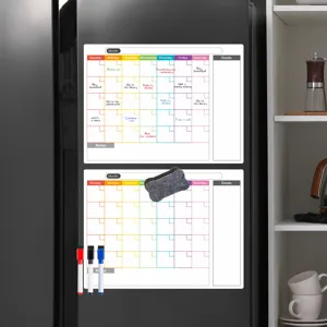 Magnetischer Monats- und Wochenkalender Whiteboard Planer Set für Kühlschrank Organisation Notizen