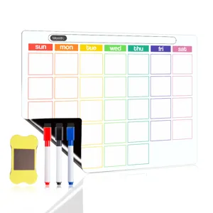Magnetischer Monatskalender Whiteboard Planer mit abwischbaren Markern fuer Kuehlschrank.