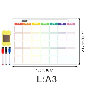 Magnetischer Monatskalender Whiteboard für Kühlschrank, A3 Planungsboard mit Stiften.