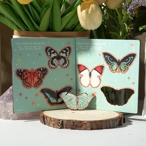 Wooden butterfly fridge magnets cute pop out magnetic home kitchen decorative stickers