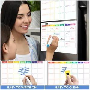 Magnetischer Monatskalender für Kühlschrank, trocken abwischbarer Kalender mit Stift.