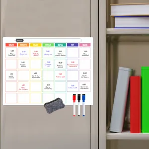 Magnetischer Monatskalender Whiteboard für Kühlschrank, trocken abwischbarer Planer mit Stiften.