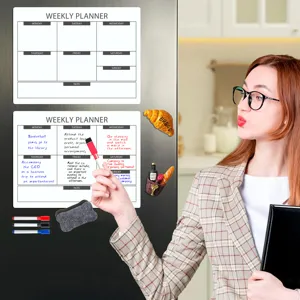 Magnetischer Wochenplaner für Kühlschrank, Whiteboard Kalender Set mit Stiften und Schwamm.