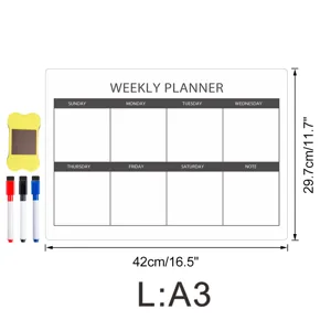 Magnetischer Wochenplaner Whiteboard mit Stiften und Schwamm für Kühlschrank und Büro.