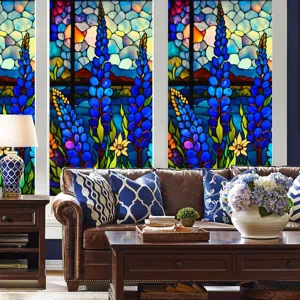 Stained glass window film privacy frosted decorative static cling glass sticker for home office
