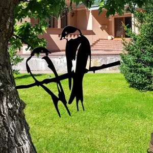 Garden Metal Bird Silhouette Ornament Outdoor Yard Art Lawn Decor for Backyard Patio