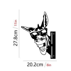 Metal peeping donkey garden stake funny wearing sunglasses outdoor fence art decoration 28cm