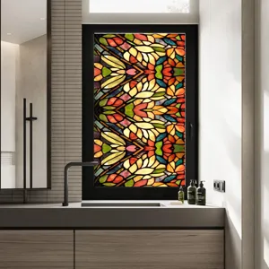 Stained glass window film static cling privacy decorative PVC film for bathroom home decor.