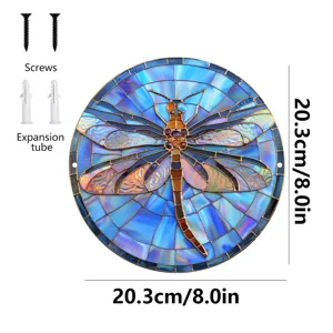 Placa colgante decorativa de pared de libélula de metal con tornillos y tacos 20.3cm