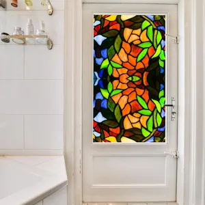 Decorative colorful vintage window film static cling glass sticker for home bathroom door privacy use