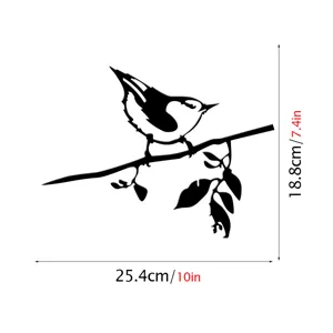 Metal bird tree branch garden art silhouette decoration, durable outdoor yard stake decor 10in