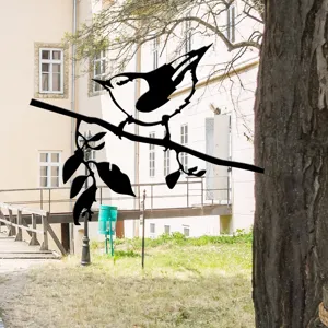 Metal bird garden stake silhouette outdoor tree art decor metal animal ornament for yard lawn