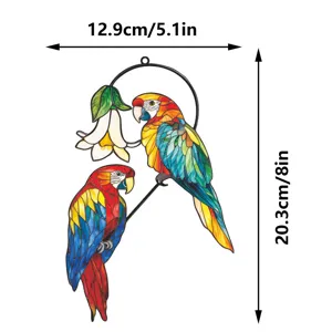Metal stained glass style parrot wall hanging window decor ornament 12.9x20.3cm approx