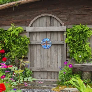 Placa colgante de mosaico de libélula de metal para jardín y decoración de paredes.