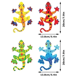 Metal gecko lizard wall art decor, colorful hanging sculpture for outdoor garden fence home.