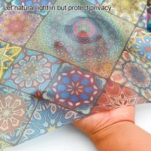 Kleurrijke vintage mandala raamfolie pvc elektrostatische glassticker privacy folie.