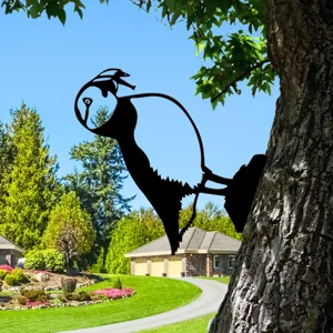 Metal garden bird silhouette stake, outdoor tree art decoration for yard and lawn decor.