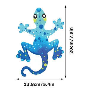 Metal Gecko Wall Art Outdoor Garden Fence Hanging Blue Lizard Decor 20x13.8cm Size