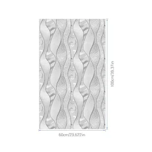 Gedetailleerd overzicht van decoratieve raamfolie met 3D-golfpatroon, textuur en afmetingen.